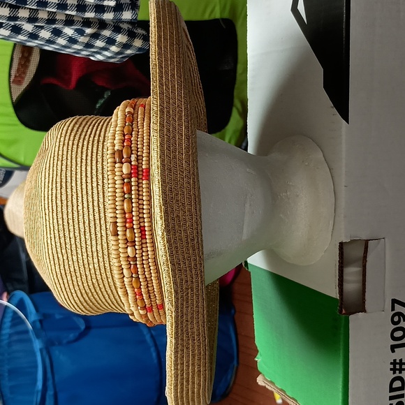Sun And Sand Accessories - Designer Sun N Sand straw Hat w bead sequin band  1 size  $34+free scarf or Hat.